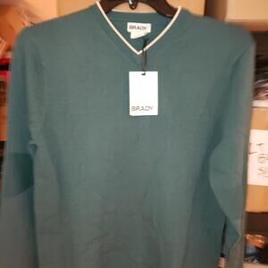 NEW Mens V-Neck Brady Brand Knit Performance Sweater, size Small Spruce color